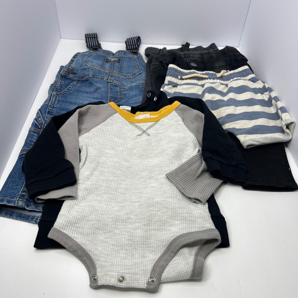 Fall Outfit Lot 9-12M OshKosh Overalls Joggers Jeans Bodysuit H&M Koala Baby - Picture 10 of 10